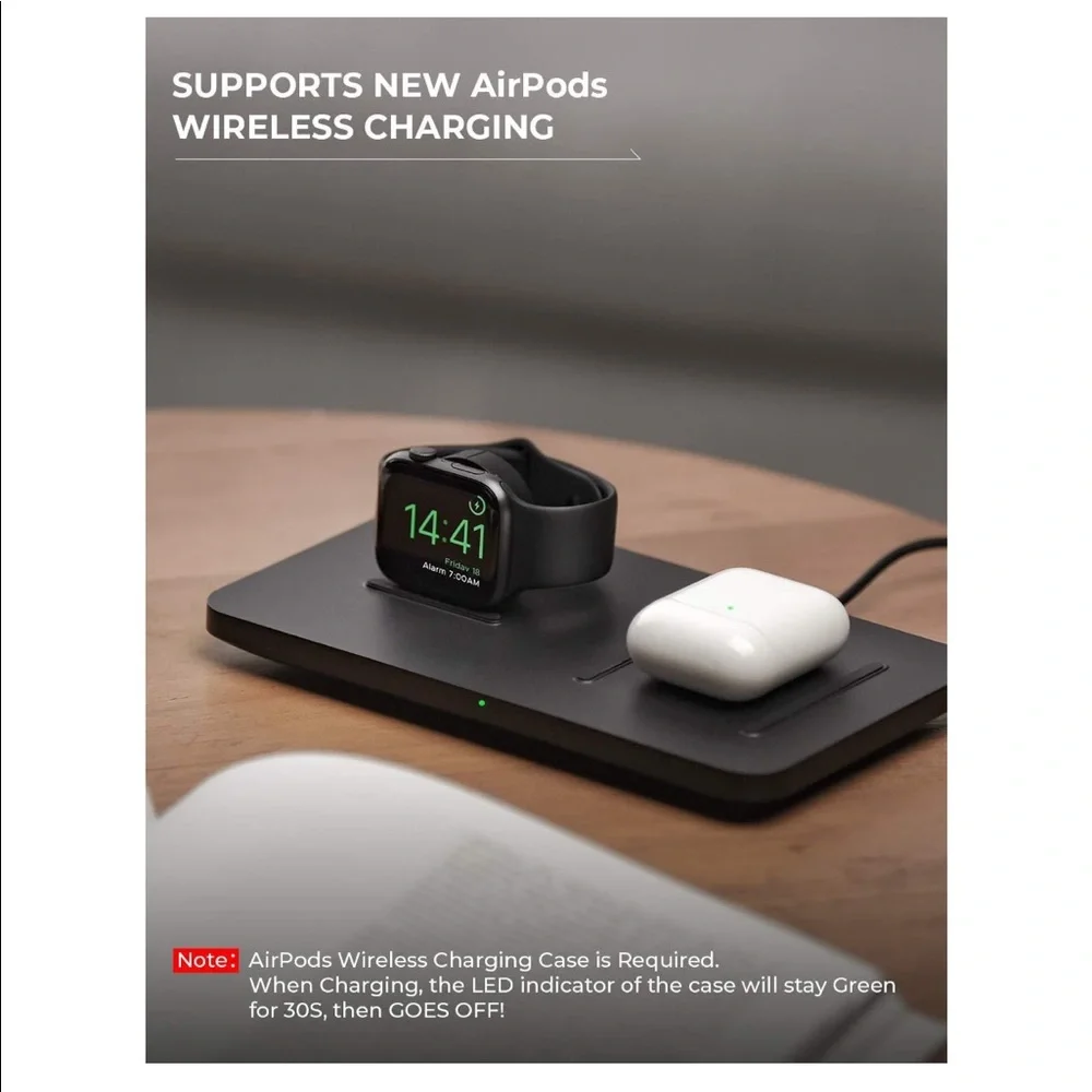 Wireless Charger, Seneo 2 in 1 Dual Wireless Charging Pad with iWatch Stand